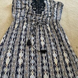WHBM Bohemian Dress with Navy Detail